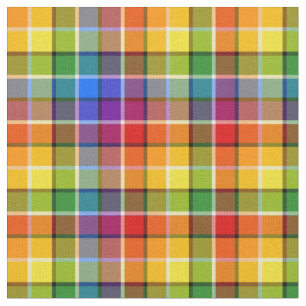 Bright Rainbow Plaid Pattern Fabric