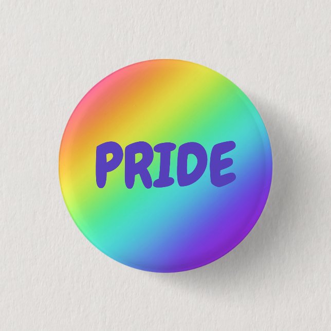 Bright Rainbow PRIDE Pin-on Button (Front)