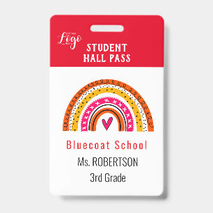 Bright rainbow School teacher or student pass ID Badge