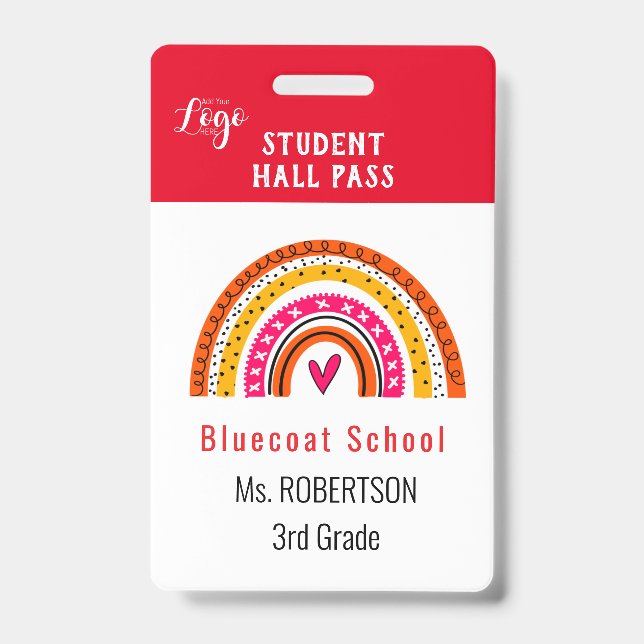 Bright rainbow School teacher or student pass ID Badge (Front)