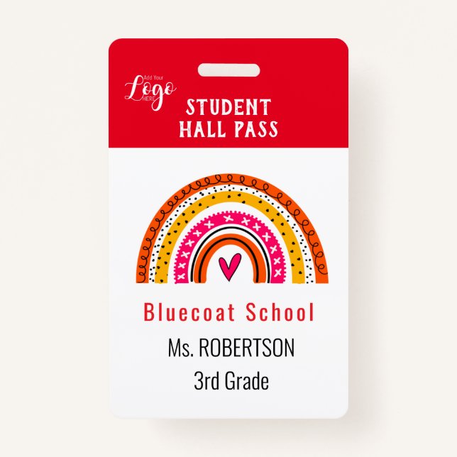 Bright rainbow School teacher or student pass ID Badge (Front)