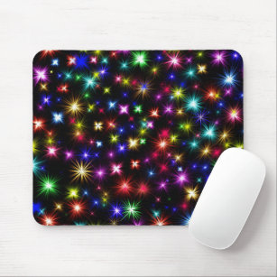 Bright Rainbow Sparkles, Stars & Fireworks Mouse Pad