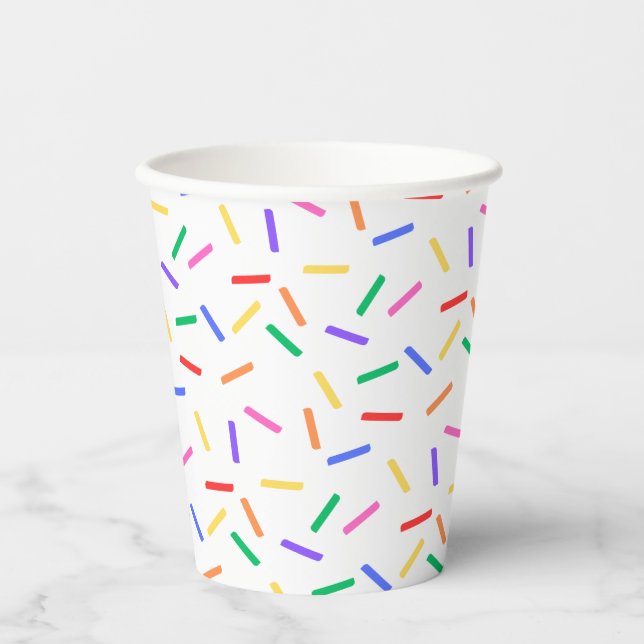 Bright Rainbow Sprinkles Paper Party Cups (Front)