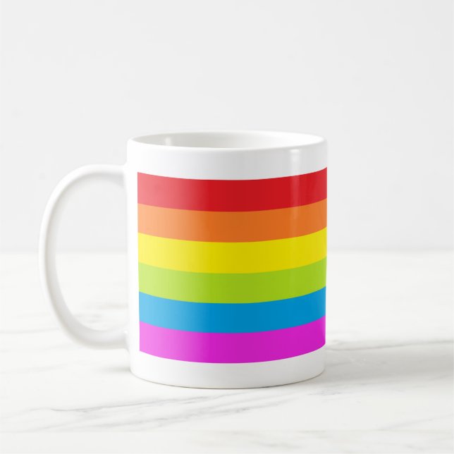 Bright Rainbow Stripe Coffee Mug (Left)