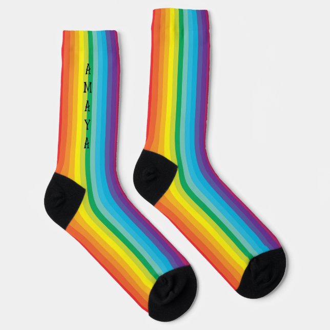 Bright Rainbow Striped Decora Style Socks (Right)
