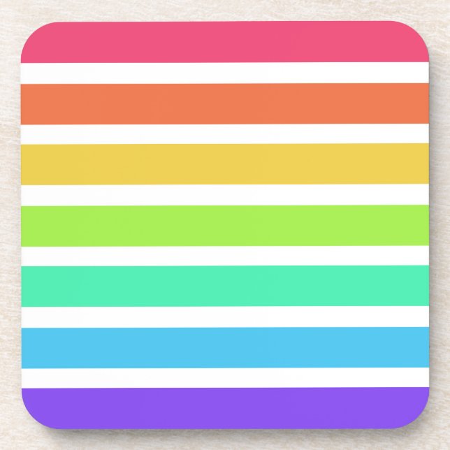 Bright rainbow stripes coaster (Front)