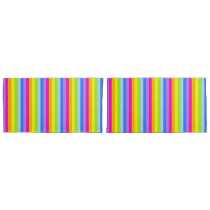 Bright rainbow stripes colourful pillows pillowcase