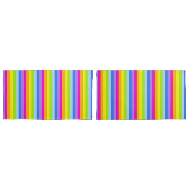 Bright rainbow stripes colourful pillows pillowcase (Front-Set)