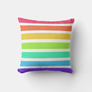 Bright rainbow stripes cushion