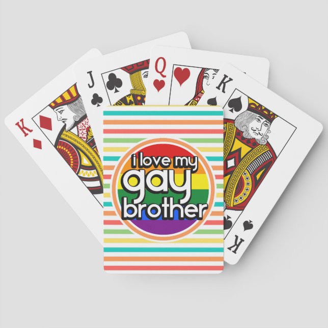 Bright Rainbow Stripes; Gay Brother Playing Cards (Back)