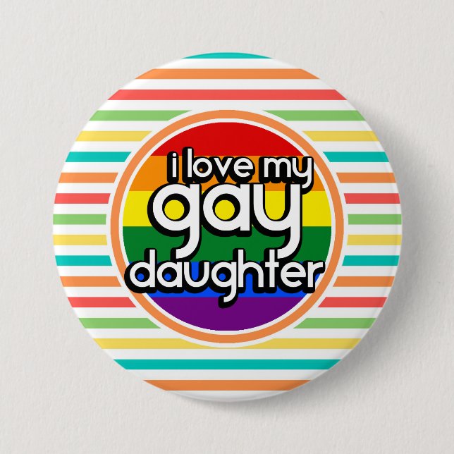 Bright Rainbow Stripes, Gay Daughter 7.5 Cm Round Badge (Front)