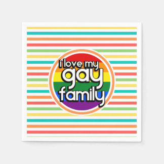 Bright Rainbow Stripes, Gay Family Napkin