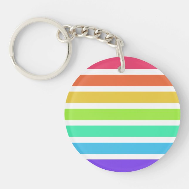 Bright rainbow stripes key ring (Front)