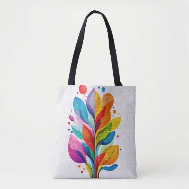 Bright Rainbow Tree Of Life Abstract Graphic Tote Bag (Front)