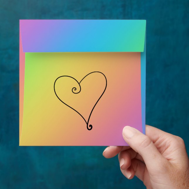 Bright Rainbow With Heart Envelopes (Hand)
