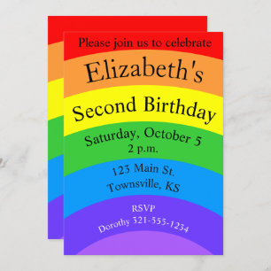 Bright Rainbow with Personalised Fields Invitation