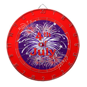 Bright Red 4th of July Fireworks Celebration Dartboard