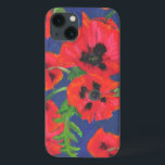 Bright Red and Black Oriental Poppies Pattern iPhone 13 Case<br><div class="desc">A stylish Case-Mate case to protect your iPad Air, with a beautiful, bold pattern of scarlet red and black Oriental Poppies, on a deep blue background. Part of the Posh & Painterly 'Oriental Poppies' collection, this pattern can be can easily be customised by resizing the pattern tile for a very...</div>