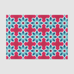 Bright Red and Blue Modern Geometric Pattern Tissue Paper
