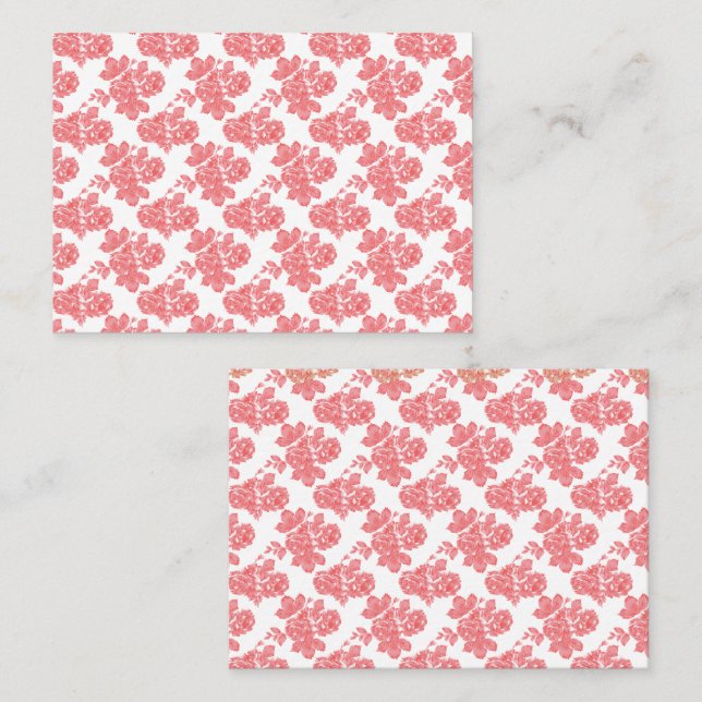 Bright red and pink floral wrapping paper featurin appointment card (Front/Back)