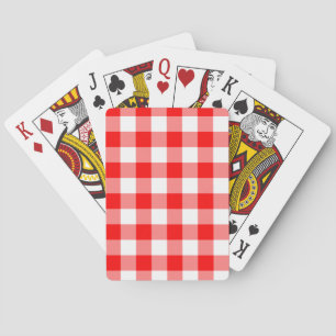 Bright Red and White Gingham Pattern Playing Cards