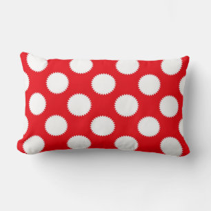 Bright Red and White Polka Dot Pattern Lumbar Cushion