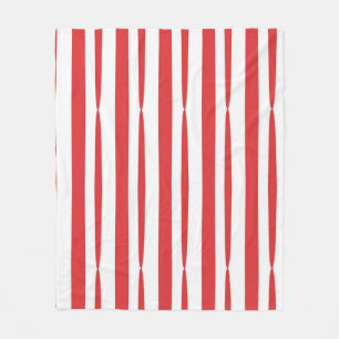 Bright Red and White scripted vertical Stripe Fleece Blanket