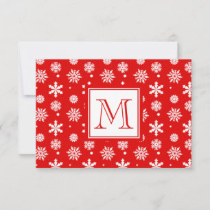 Bright Red and White Snowflakes Pattern 1 with Mon Invitation