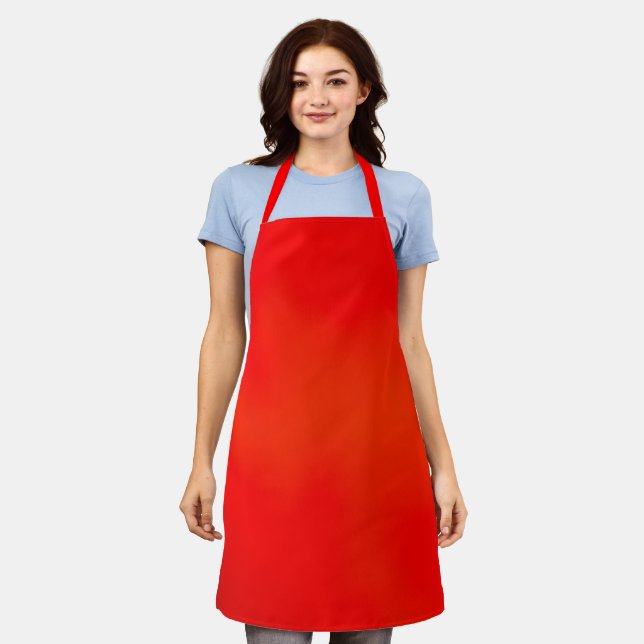 Bright red apron with a subtle orange gradient (Worn)
