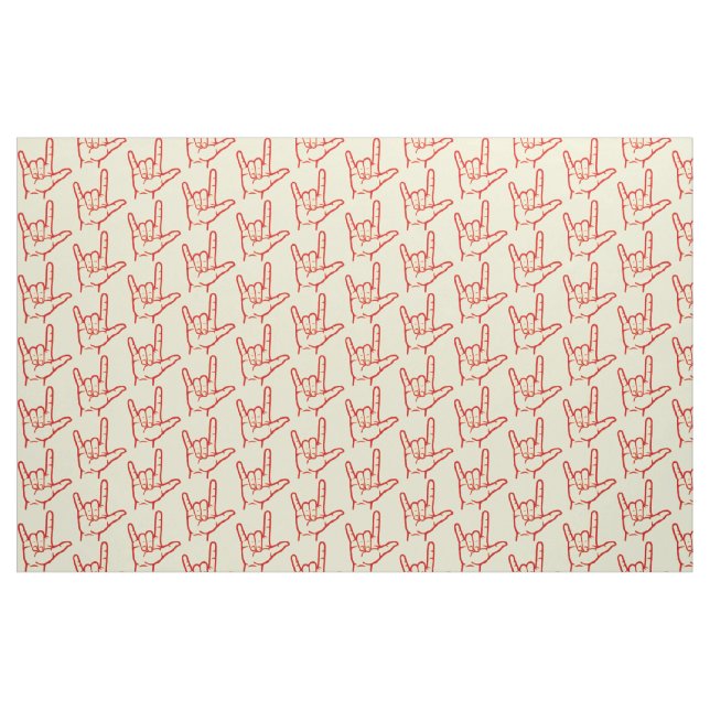Bright Red ASL I Love You Patterned Fabric (Yard)