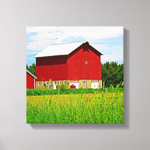 Bright Red Barns Canvas Print