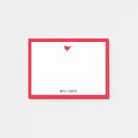 Bright Red Bird and Border w/ White & Name