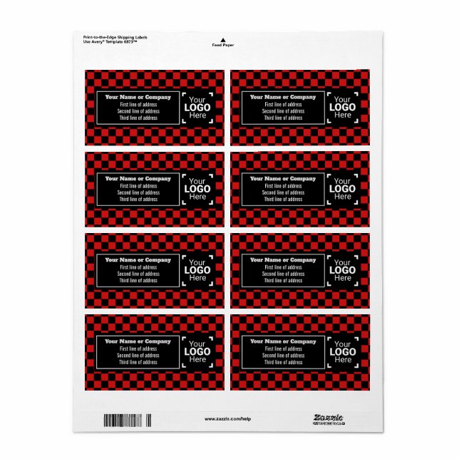 Bright Red & Black Squares Checked Small Business (Full Sheet)