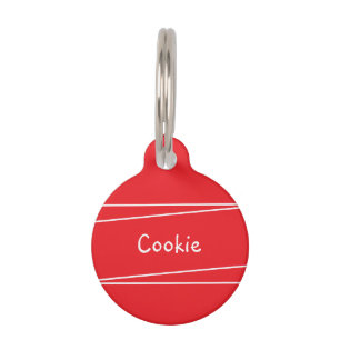 Bright Red Bold Modern Simple Personalised Pet Tag