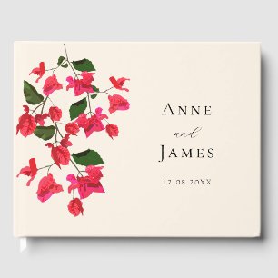 Bright Red Bougainvillea Flower Guest Wedding Book