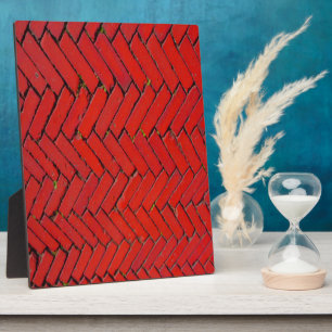 Bright Red Brick chevron pattern Plaque