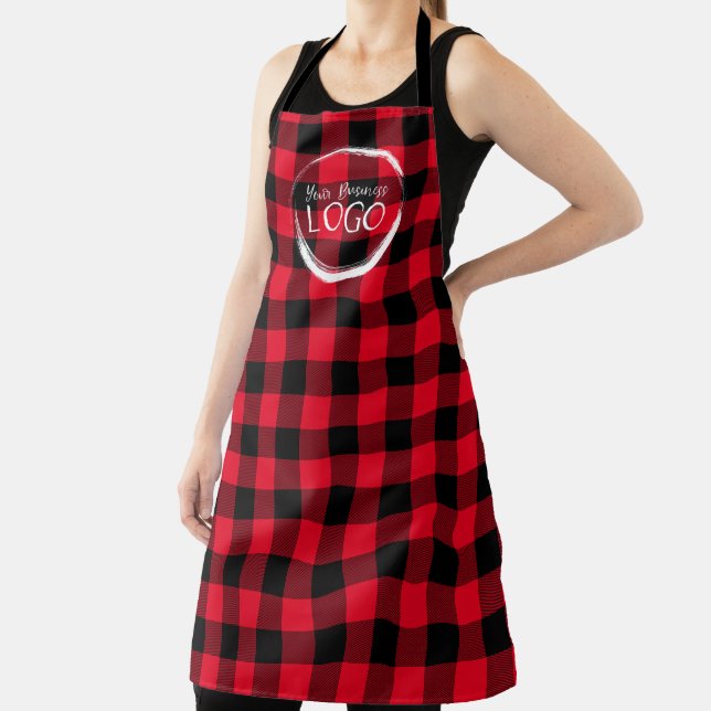 Bright Red Buffalo Plaid Logo Apron (Insitu)