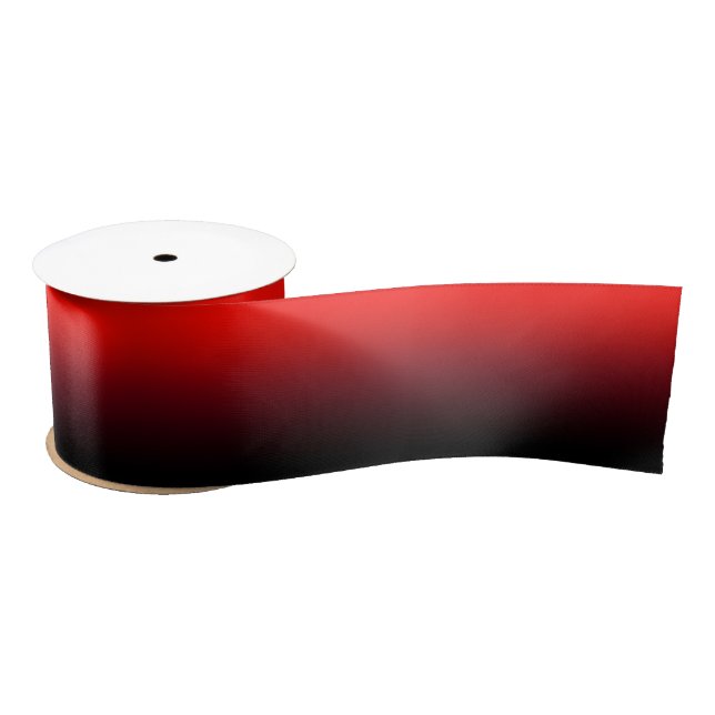 Bright Red Burgundy and Black Ombre Satin Ribbon (Spool)