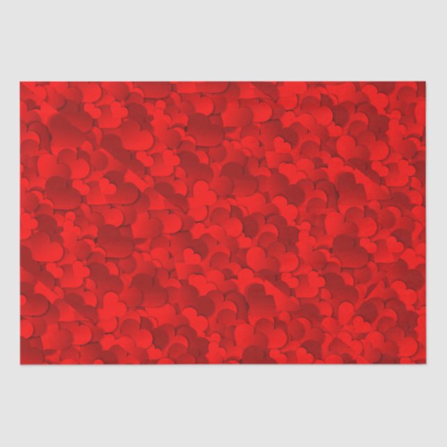 Bright Red-Burgundy Heart Valentine Tissue Paper (Front)
