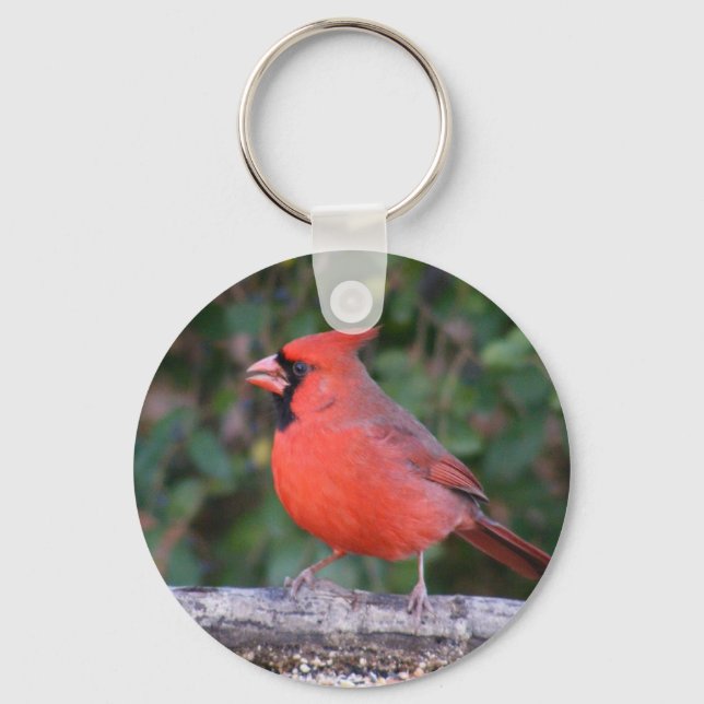 Bright Red Cardinal Key Ring (Front)