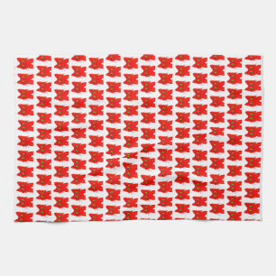 Bright Red Cat — Wide-Eyed Wonder with a Twist Tea Towel