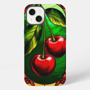 Bright Red Cherries and Green Leaves iPhone 13 Case