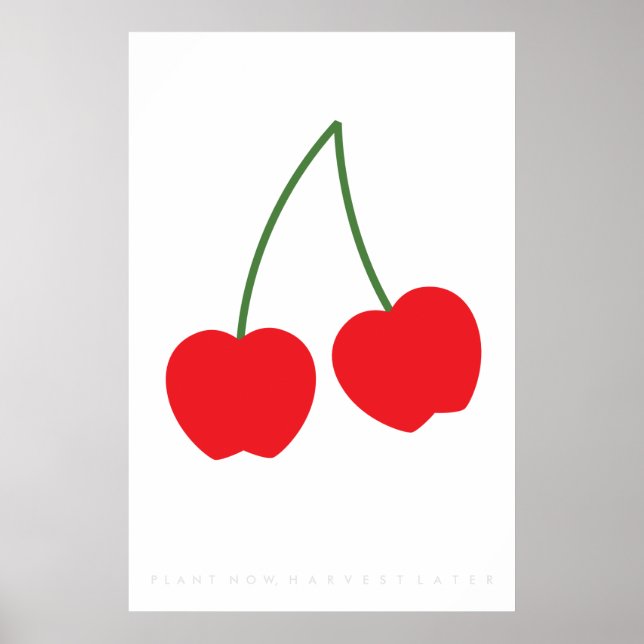 Bright Red Cherry Retro Poster 60's 70's Quote (Front)