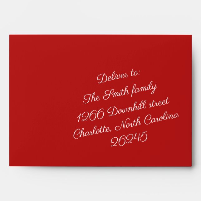 Bright Red Christmas Calligraphic Envelope (Front)