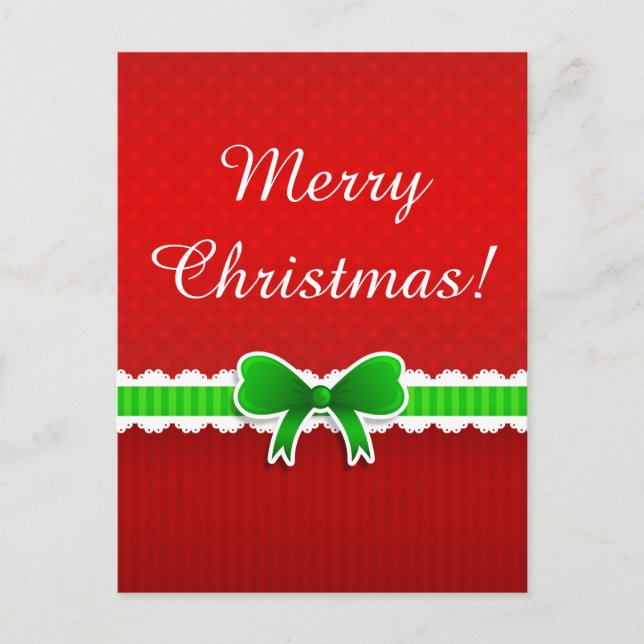 Bright Red Christmas Design With Custom Text Holiday Postcard (Front)