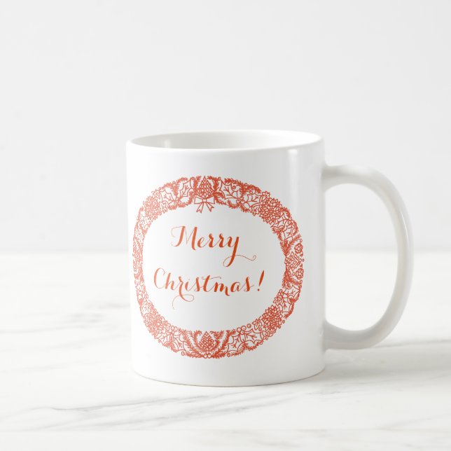 Bright Red Christmas Wreath to Customise Coffee Mug (Right)