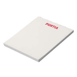 Bright red custom name plain grey notepad