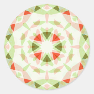 Bright Red Cute Green Pink Star Girl’s Baby Shower Classic Round Sticker