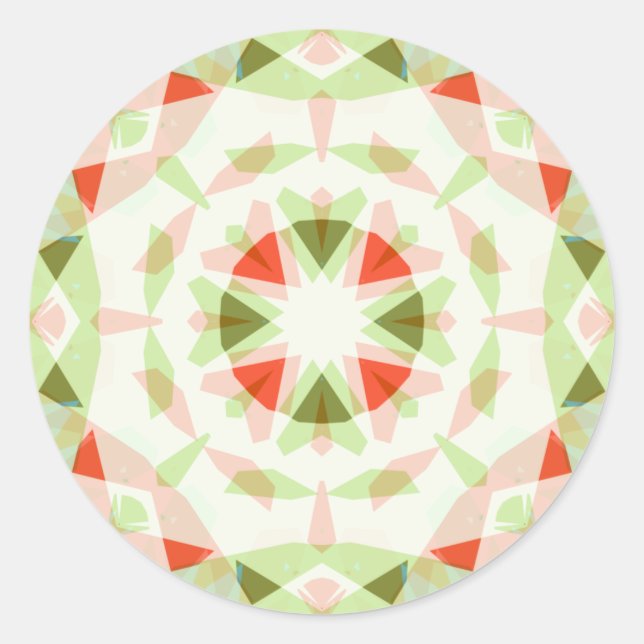 Bright Red Cute Green Pink Star Girl’s Baby Shower Classic Round Sticker (Front)