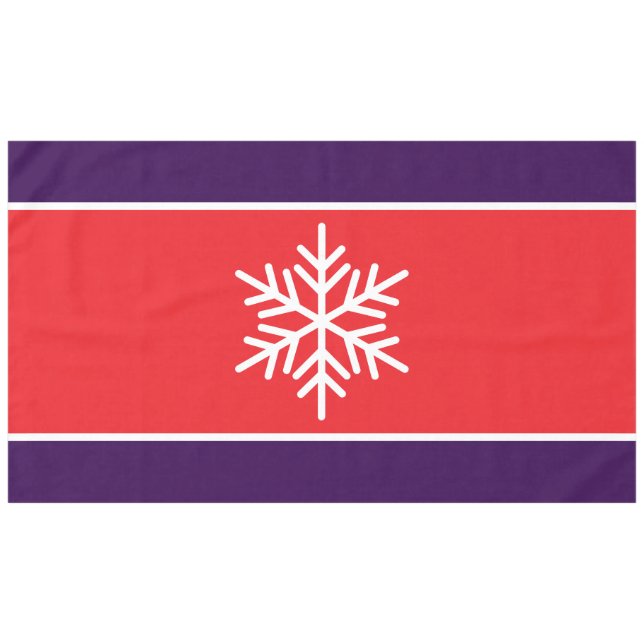 Bright Red Deep Purple Stripes Winter Snowflake Tablecloth (Front (Horizontal))